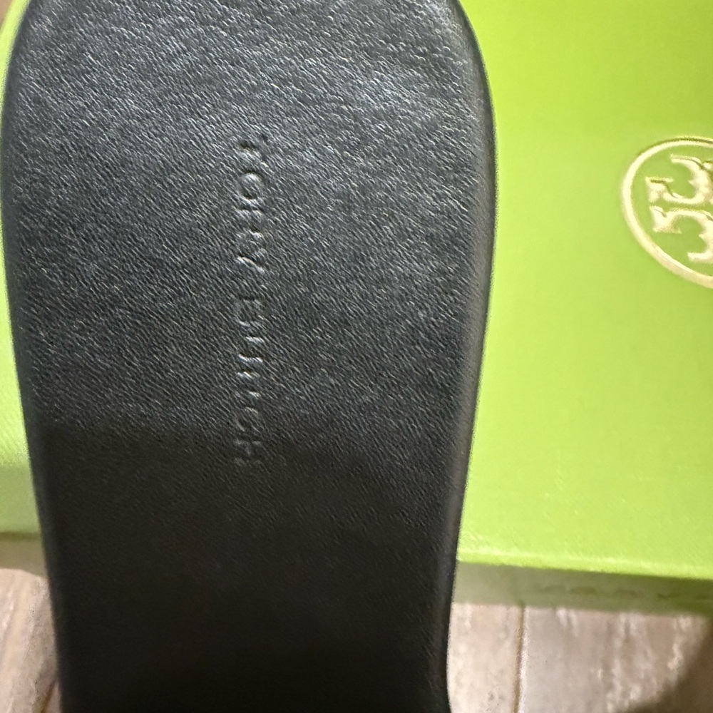 Tory Burch Black Patent Leather Low Heel Slide Sandals - Picture 4 of 11